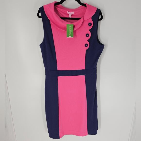 Lilly Pulitzer Bright Navy Fiona Combo Dress XL - Picture 1 of 11
